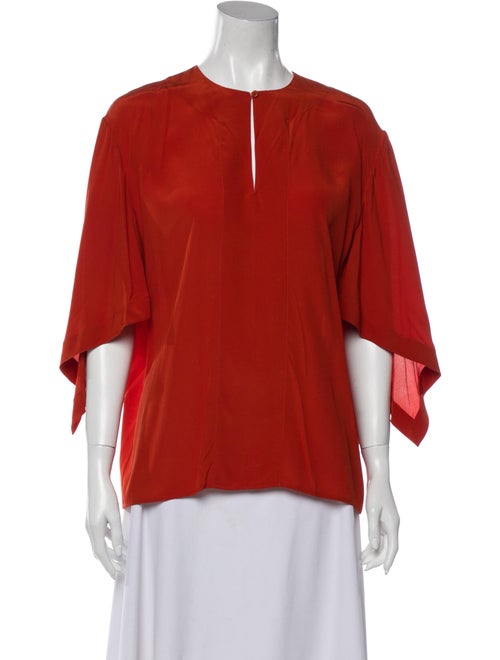 Chloé Silk Crew Neck Blouse Orange
