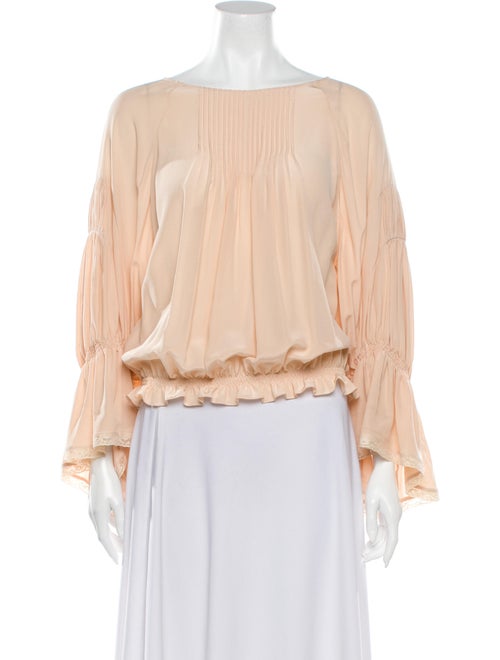 Chloé Silk Bateau Neckline Blouse Orange