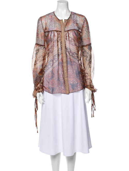 Chloé Silk Printed Blouse Orange