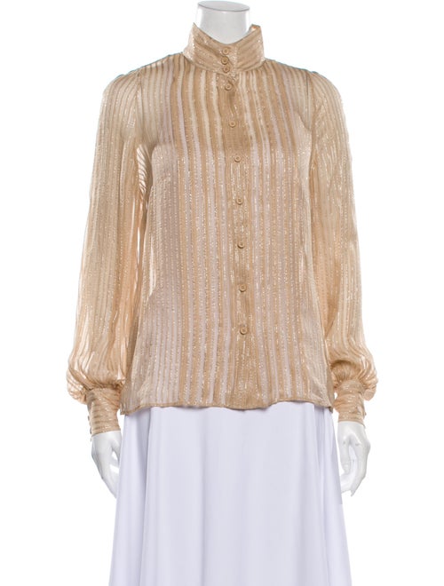Chloé Silk Mock Neck Blouse Metallic