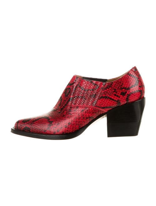 Chloé Leather Animal Print Boots Red