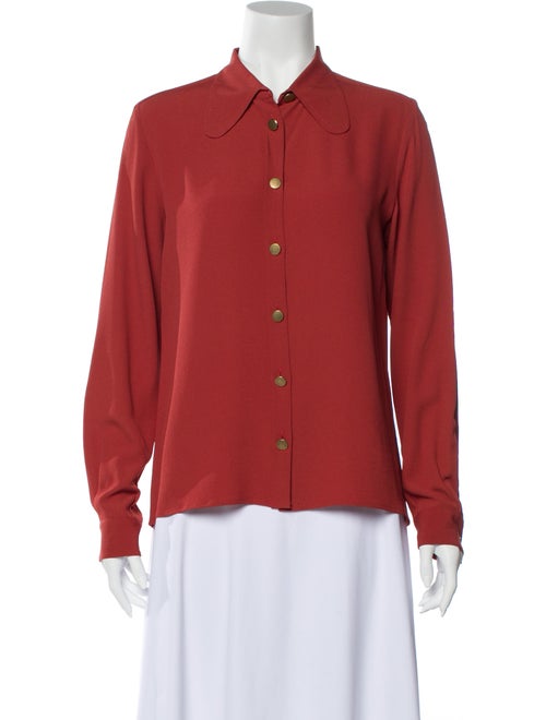 Chloé Long Sleeve Button-Up Top Red