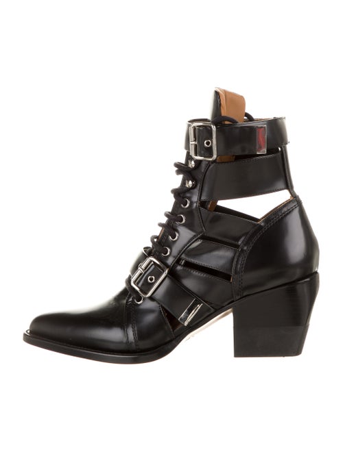 Chloé Leather Lace-Up Boots Black