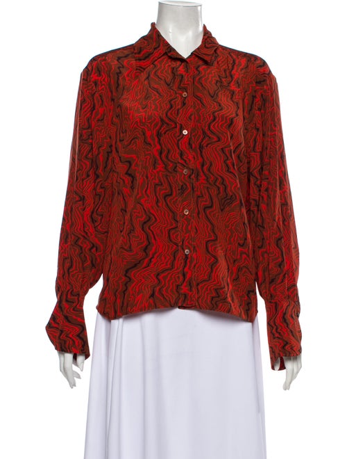 Chloé Silk Printed Button-Up Top Brown
