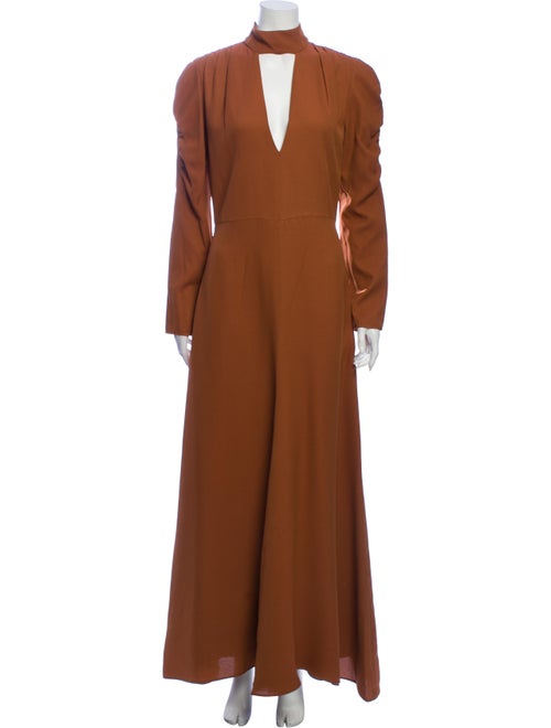 Chloé Silk Long Dress Brown