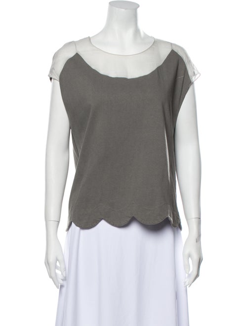 Chloé Scoop Neck Short Sleeve T-Shirt Grey