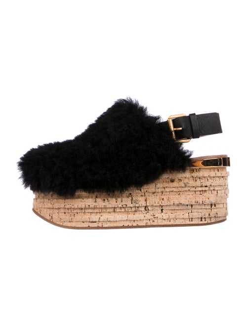Chloé Shearling Slingback Pumps Black