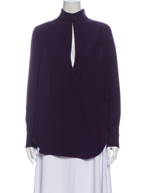 Chloé Silk Mock Neck Blouse Purple
