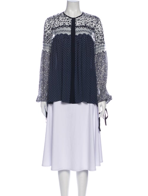 Chloé Silk Polka Dot Print Blouse Blue