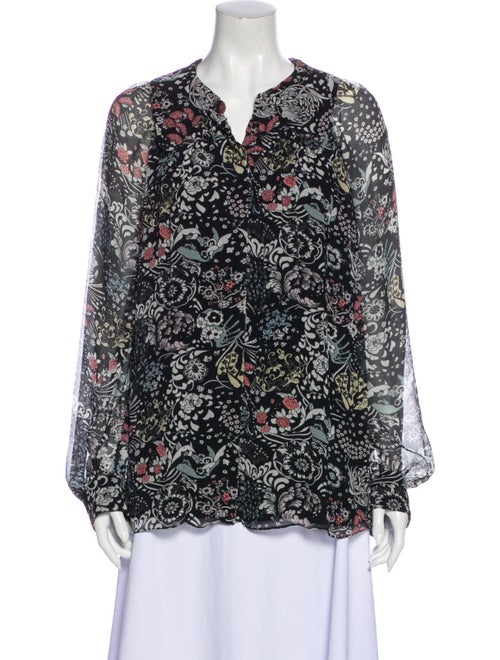 Chloé Silk Floral Print Blouse Black