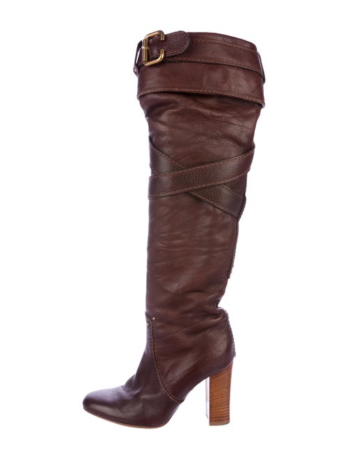 Chloé Leather Knee-High Boots brown
