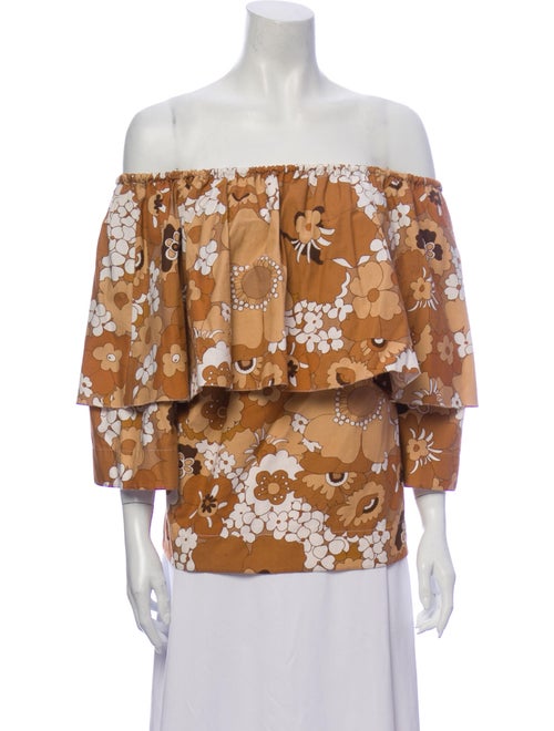 Chloé Floral Print Off-The-Shoulder Blouse