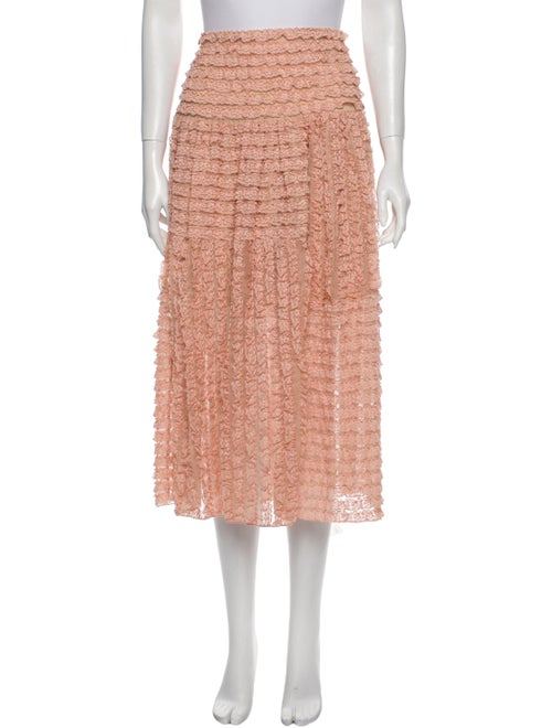 Chloé Silk Midi Length Skirt Pink