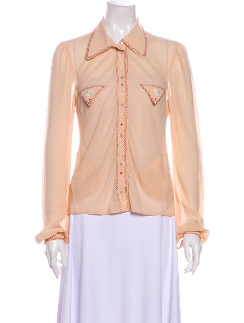 Chloé Silk Long Sleeve Button-Up Top