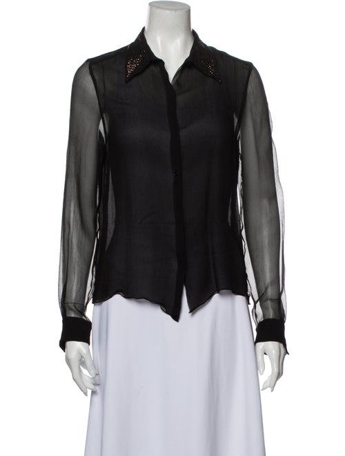Chloé Long Sleeve Button-Up Top Black