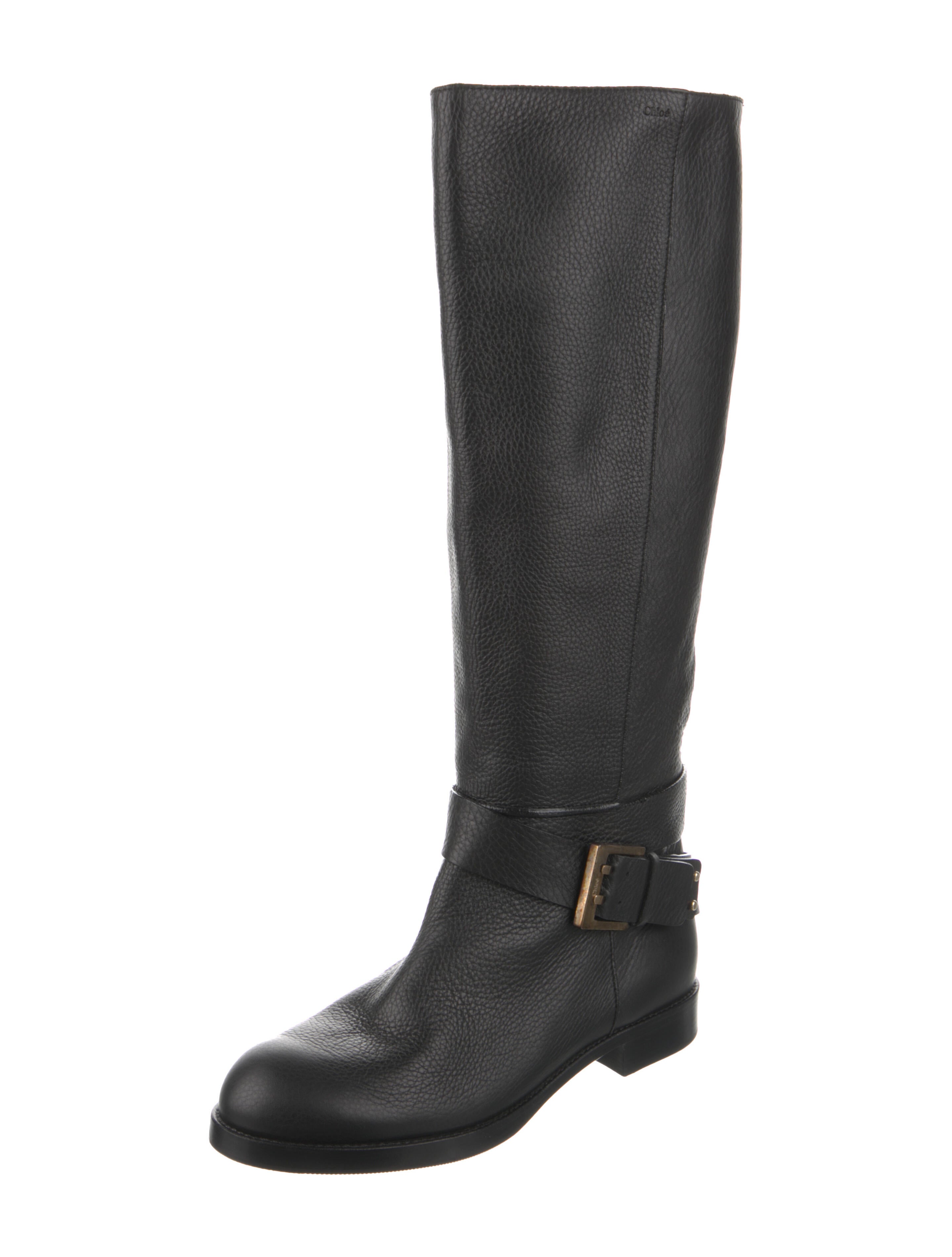 Chanel Interlocking CC Logo Patent Leather Riding Boots Black Boots, Shoes CHA779361 The