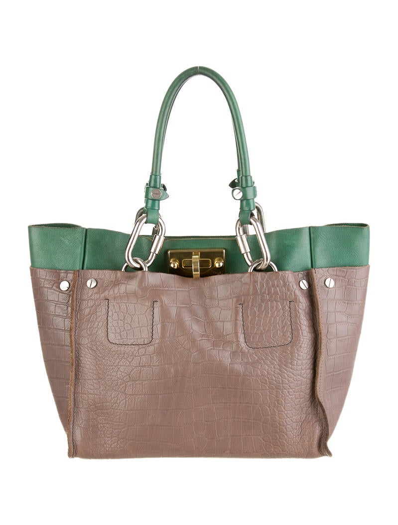 バッグ Chloe Cyndi Embossed Leather Tote Bag Chloé Cyndi Tote - Green Totes, Handbags - CHL20912 | The RealReal