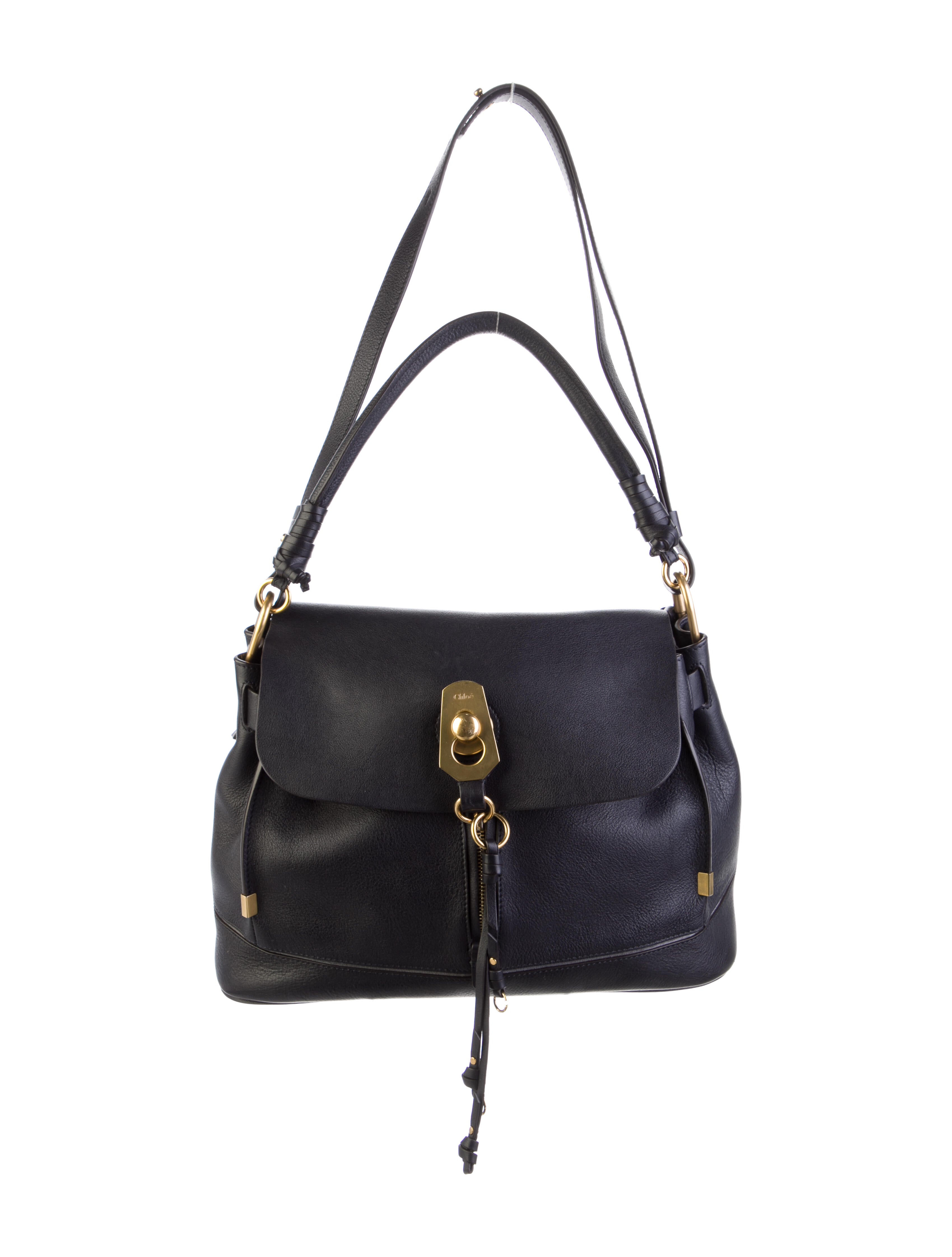 Chloé Calfskin Medium Owen Shoulder Bag Black Shoulder Bags, Handbags