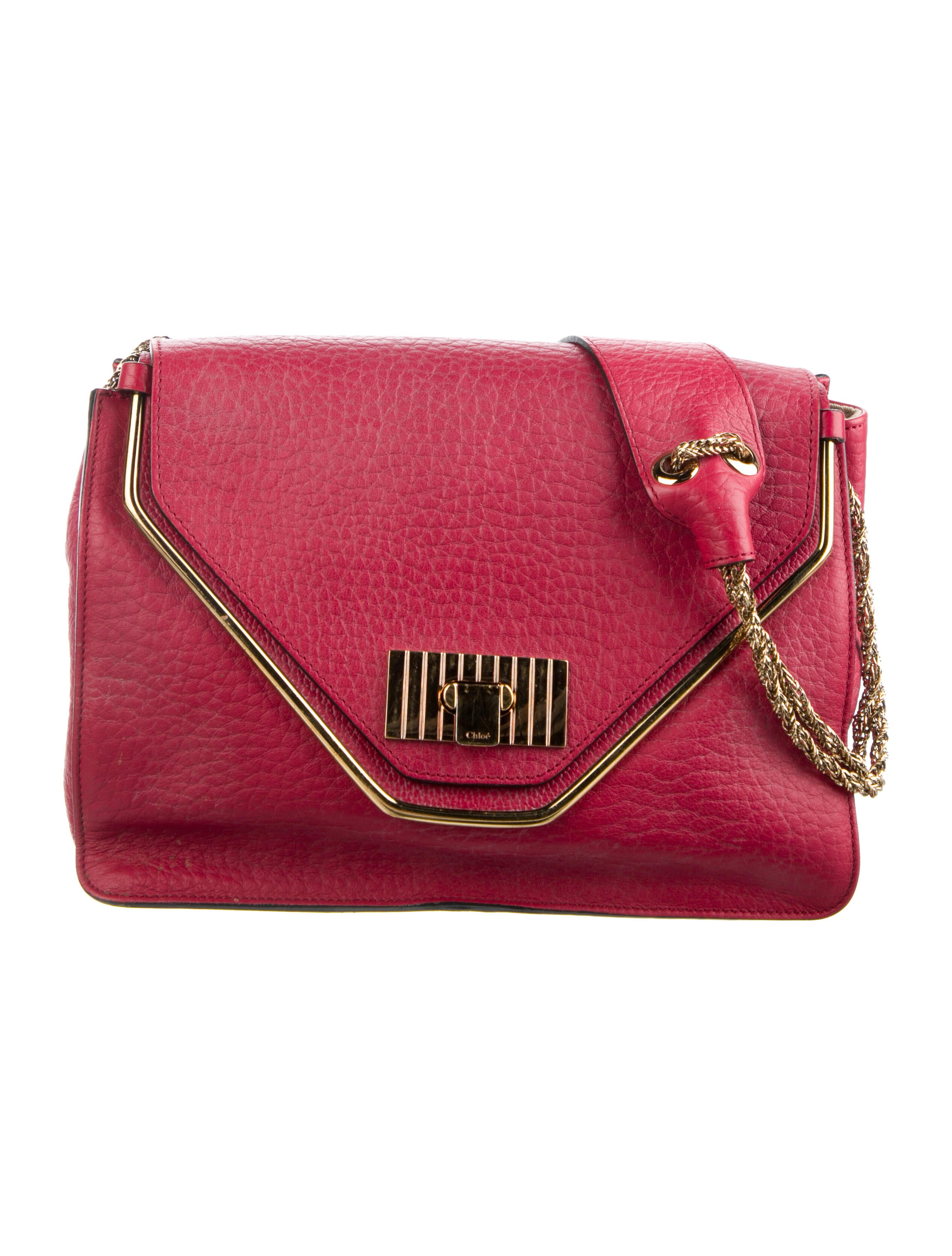 Chloé Leather ChainLink Shoulder Bag Red Shoulder Bags, Handbags