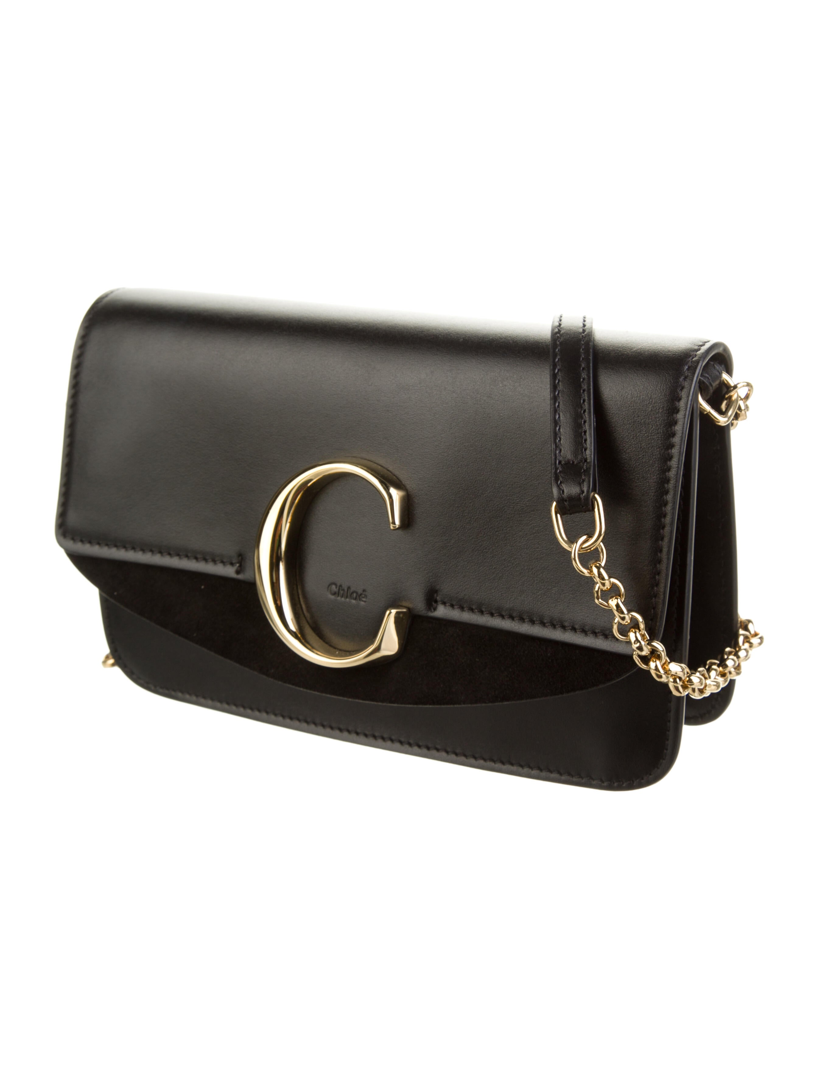 Chloé C Leather & Suede Crossbody Bag Black Crossbody Bags, Handbags