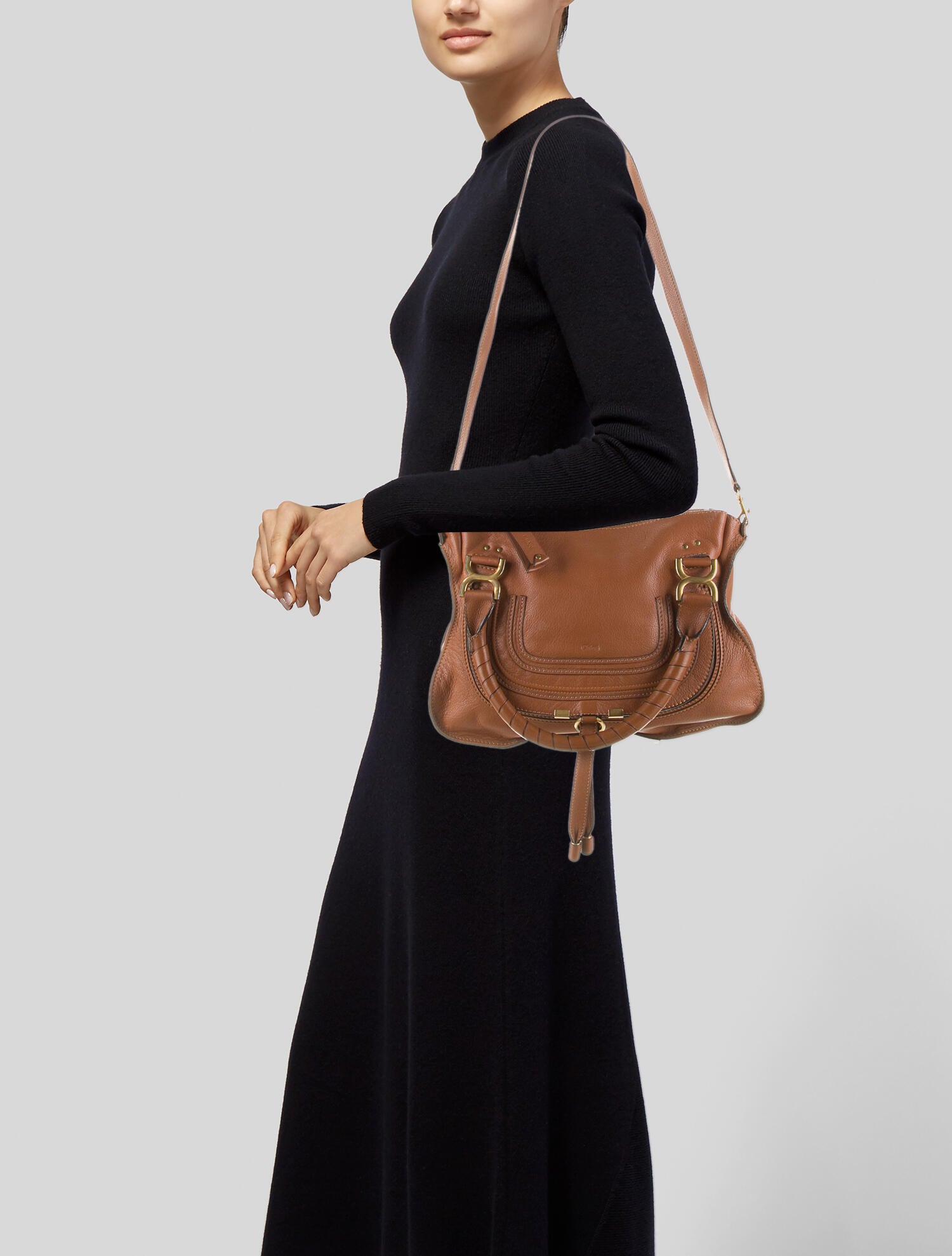 Chloé Marcie Handle Bag Brown Handle Bags, Handbags CHL226103 The