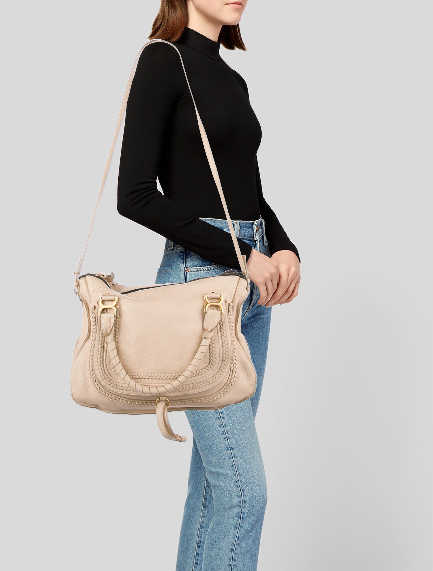 Chloé Leather Marcie Handle Bag Neutrals Handle Bags, Handbags
