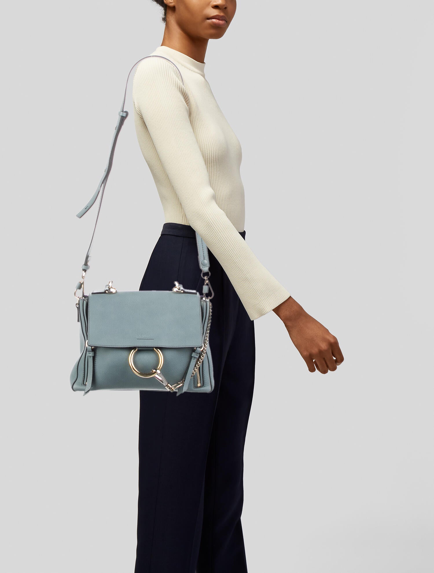Chloé Chloé Leather Faye Day Bag Blue Shoulder Bags, Handbags