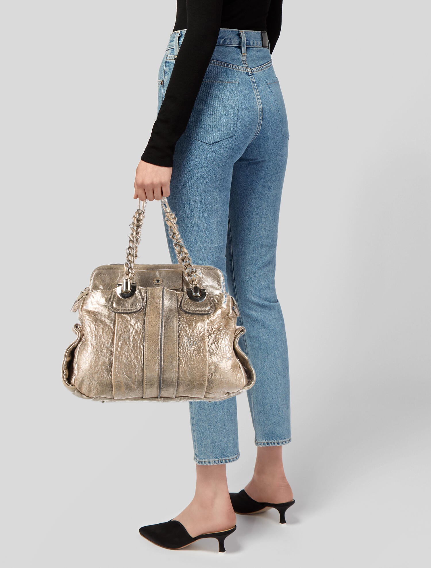 Chloé Metallic Leather Tote Gold Totes, Handbags CHL91119 The