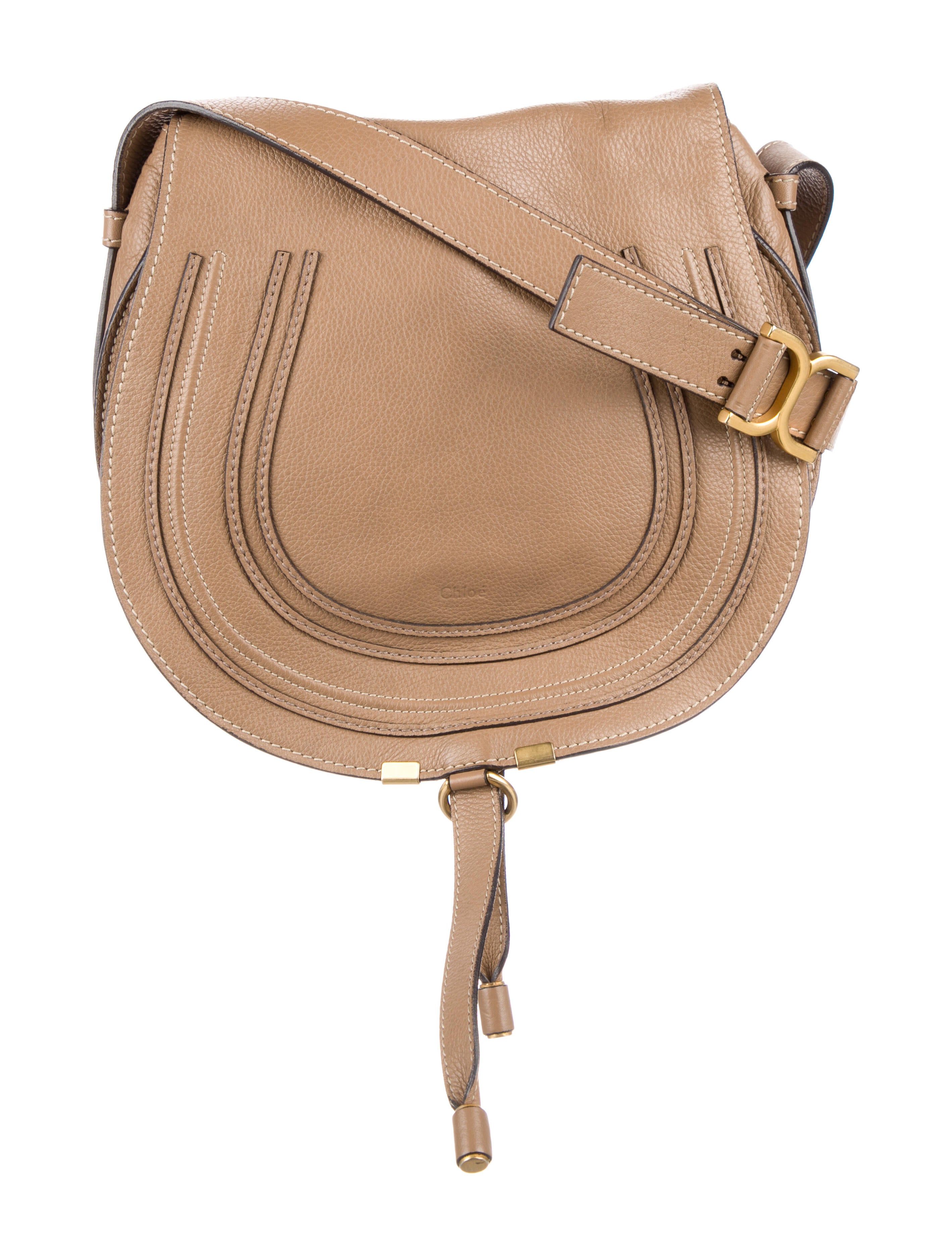 Chloé Medium Marcie Saddle Bag Grey Crossbody Bags, Handbags