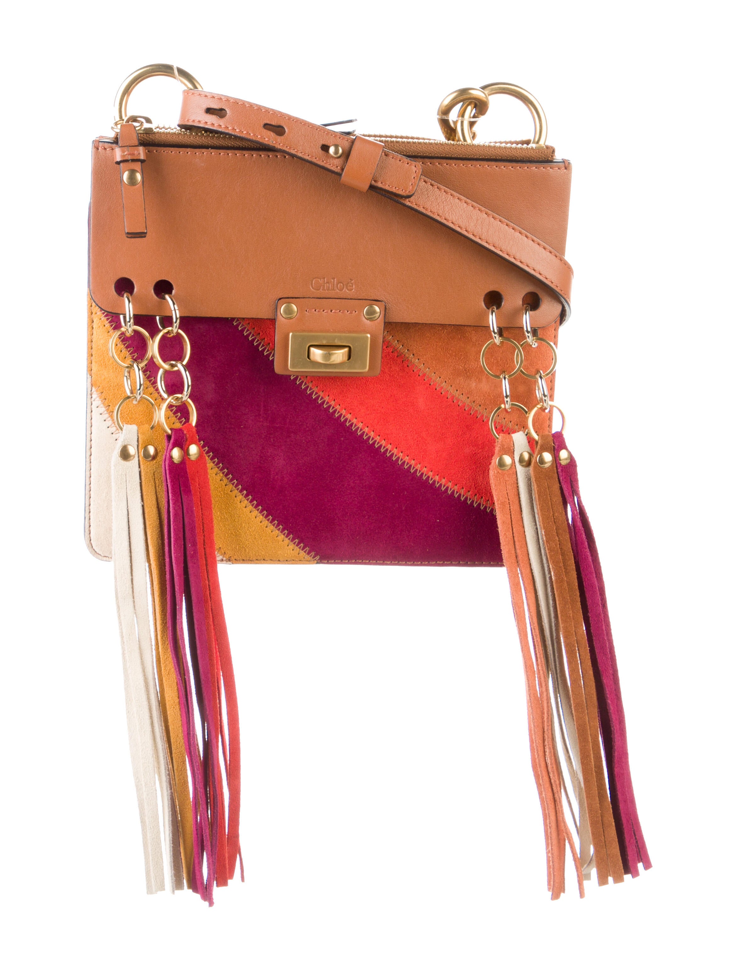 Tory Burch Fringe Accented Leathertrimmed Straw Crossbody Bag Brown