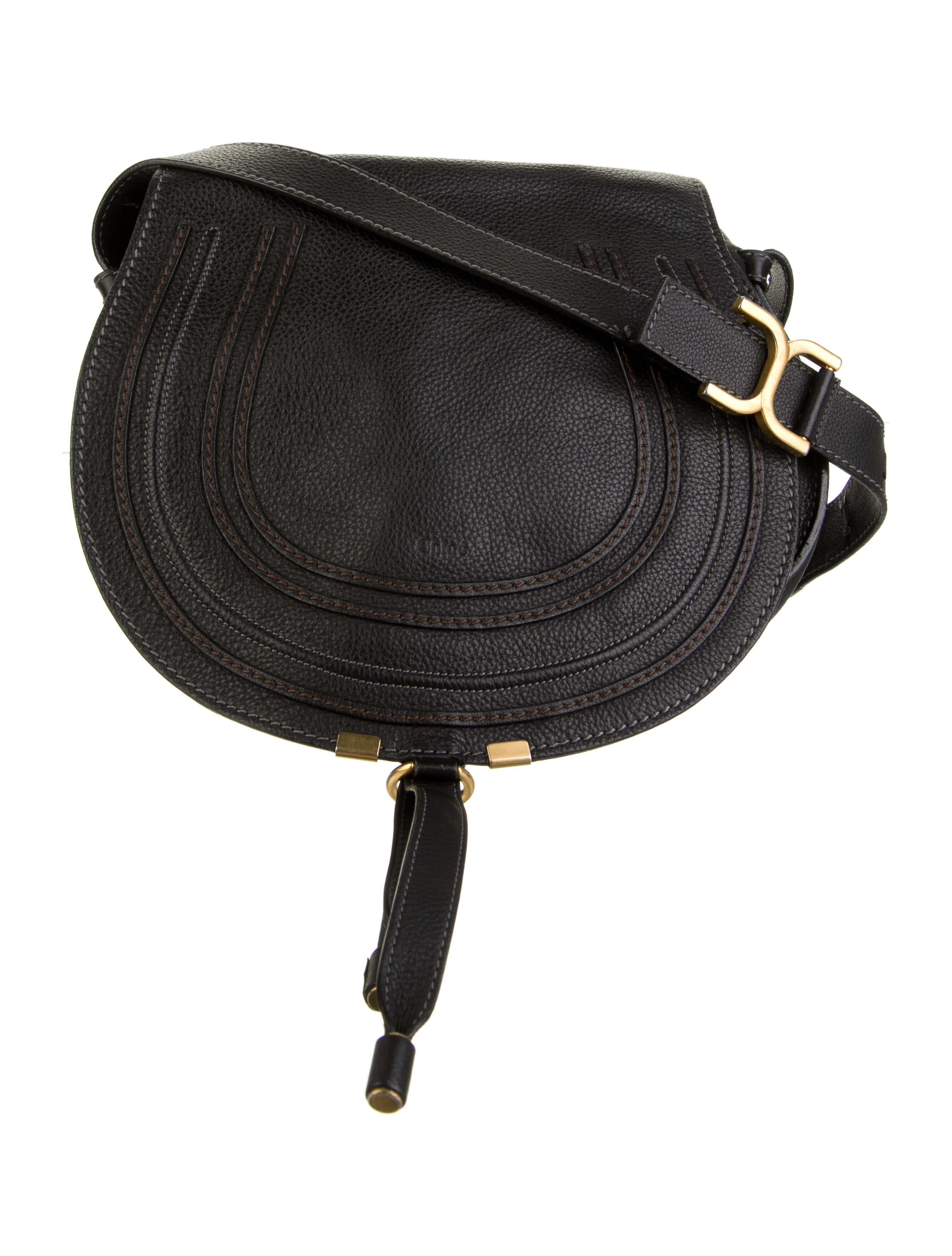 Chloé Medium Marcie Leather Crossbody Bag Black Crossbody Bags