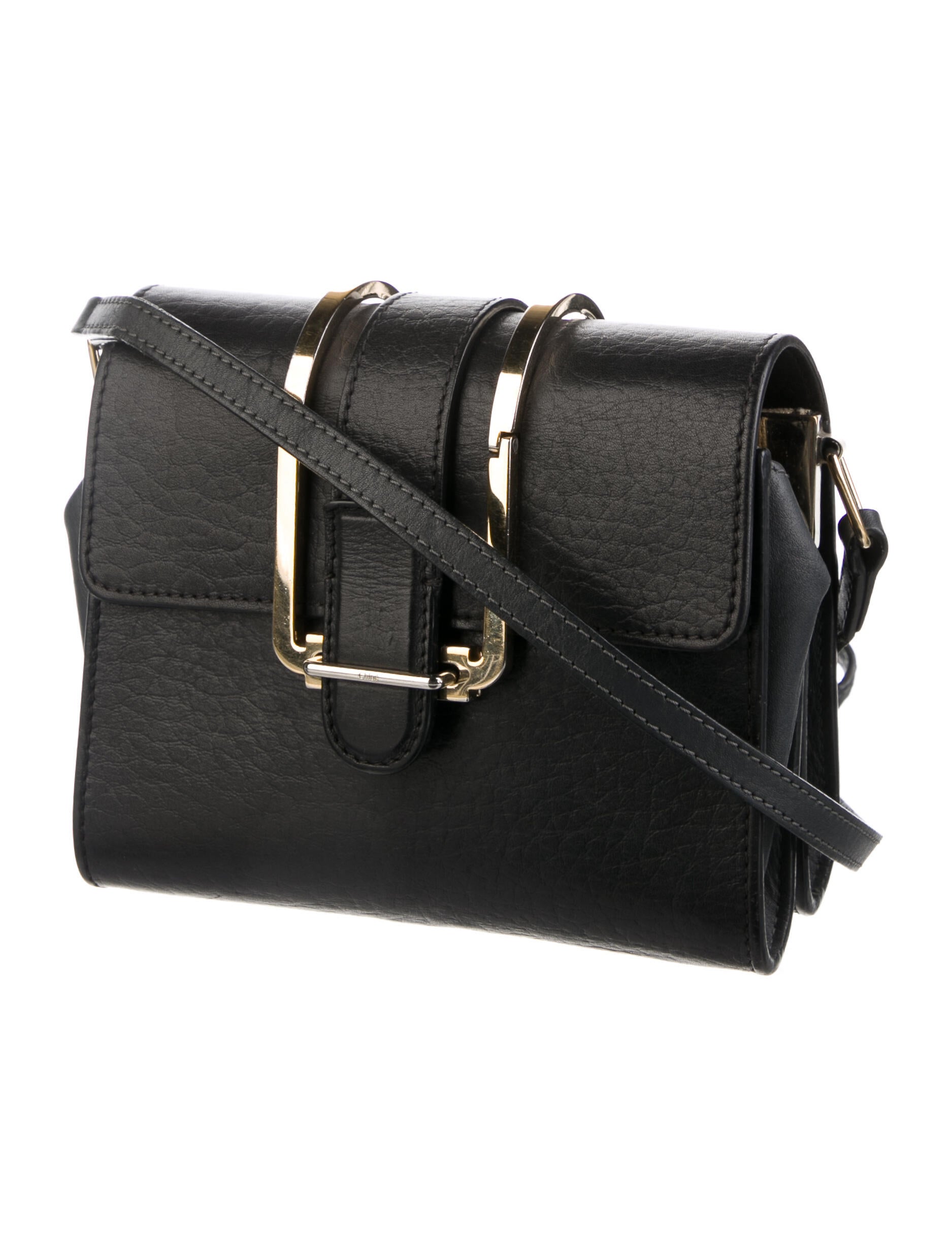 Chloé Leather ChainLink Crossbody Bag Black Crossbody Bags, Handbags