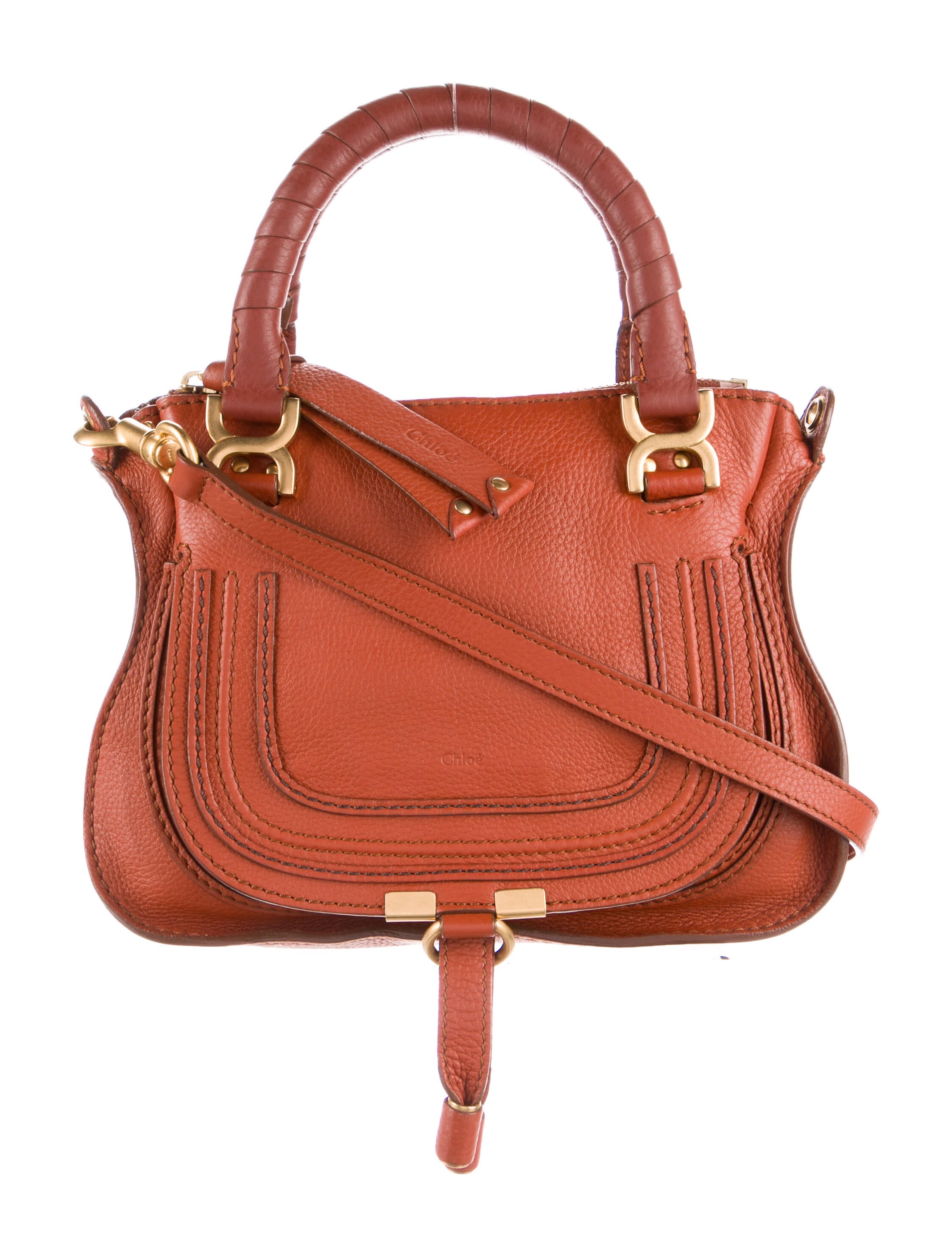 Chloé Small Leather Marcie Shoulder Bag Brown Shoulder Bags, Handbags