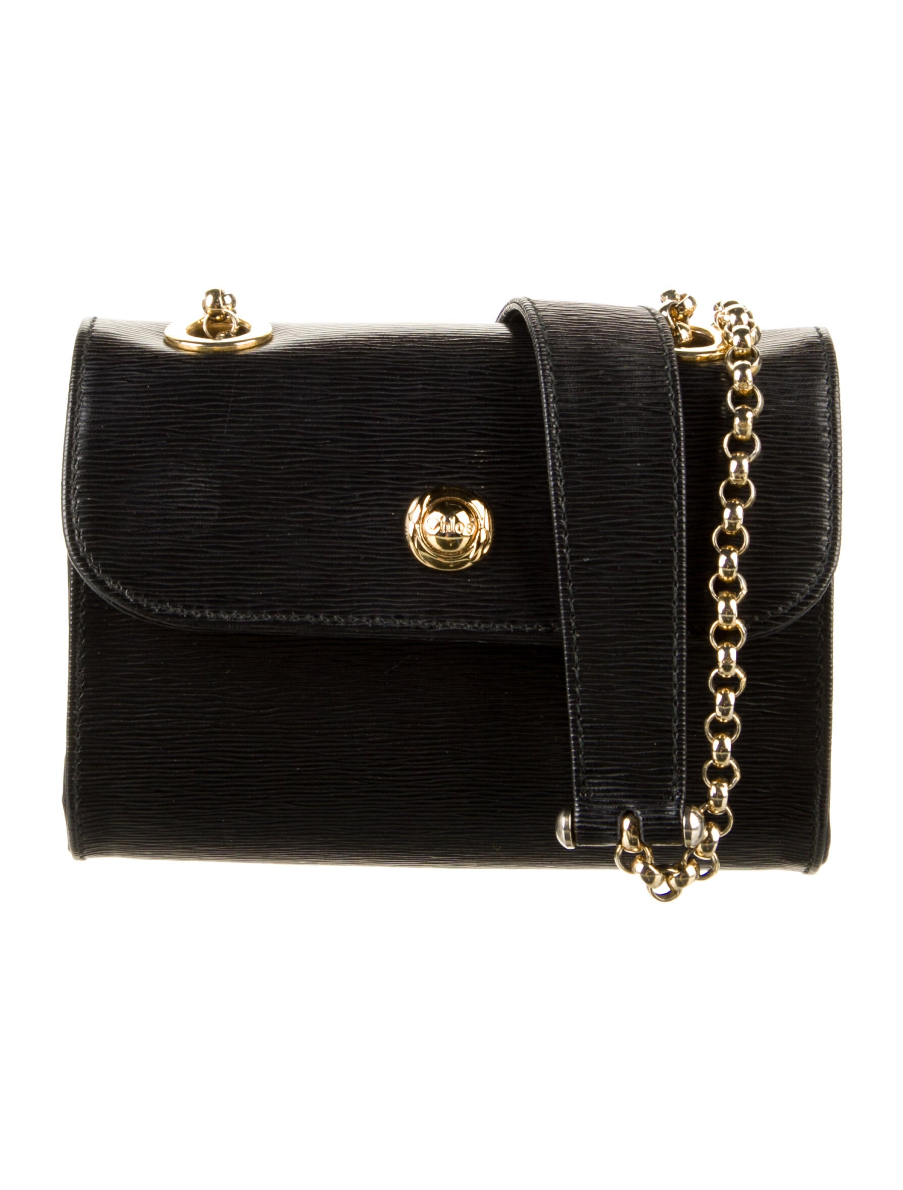 Chloé Leather ChainLinked Mini Bag Black Mini Bags, Handbags
