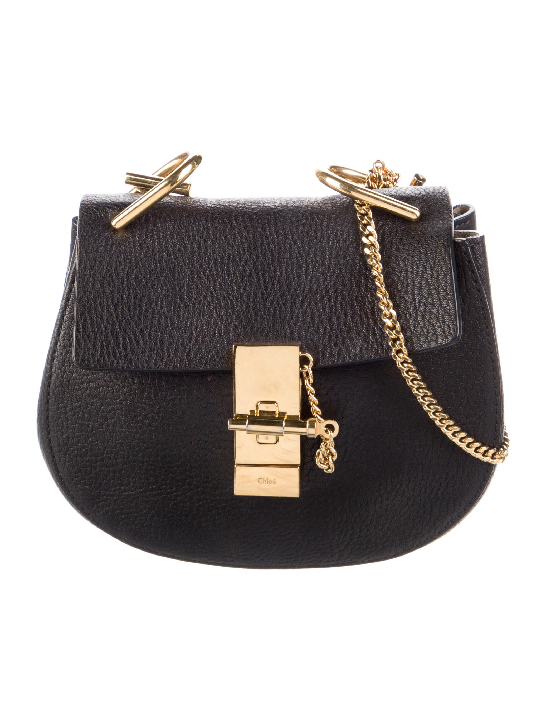 Chloé Mini Leather Drew Crossbody Bag Black Crossbody Bags, Handbags