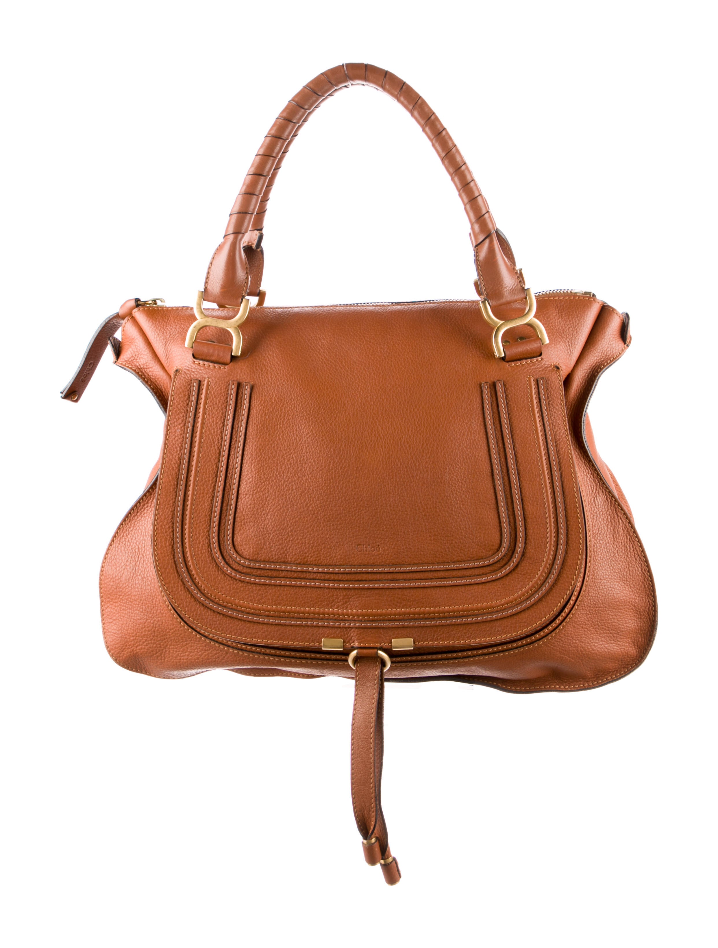 Chloé Leather Marcie Handle Bag Brown Handle Bags, Handbags