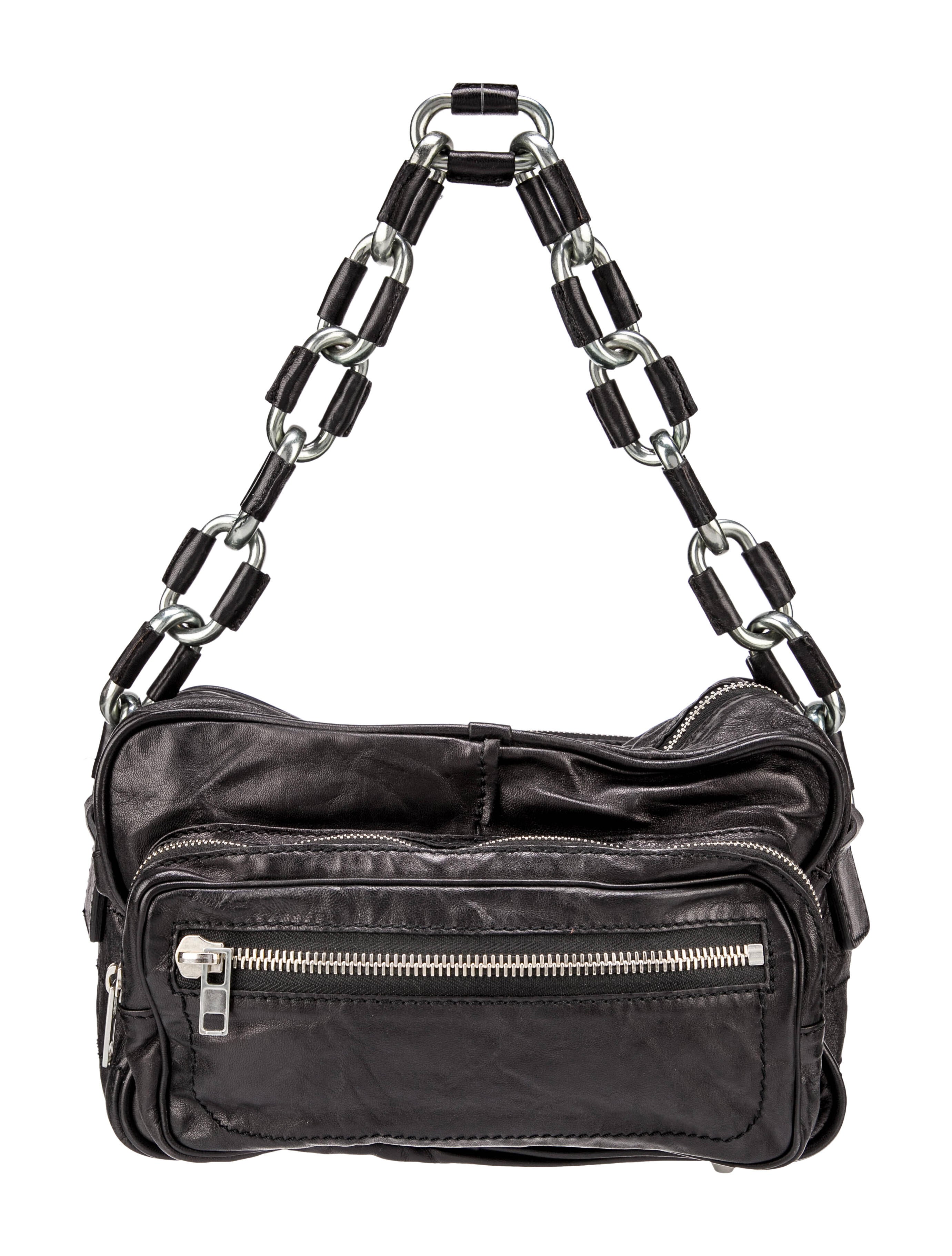 Chloé Leather Chain Link Shoulder Bag - Black Shoulder Bags