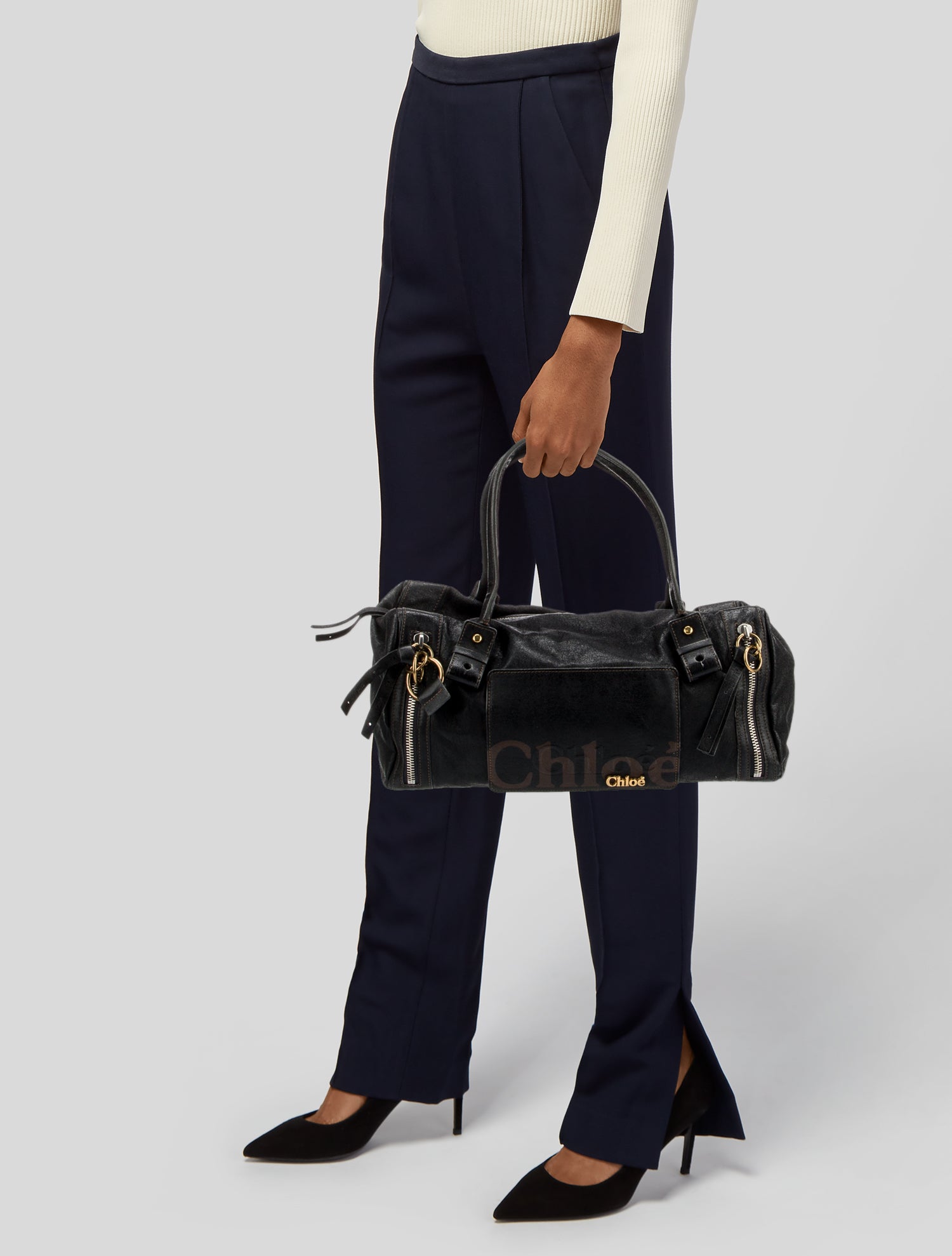 Chloé Eclipse Boston Leather Shoulder Bag - Black Shoulder Bags