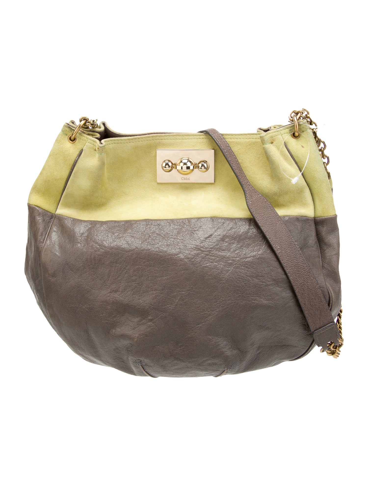 Chloé SuedeTrimmed Leather Shoulder Bag Grey Shoulder Bags, Handbags