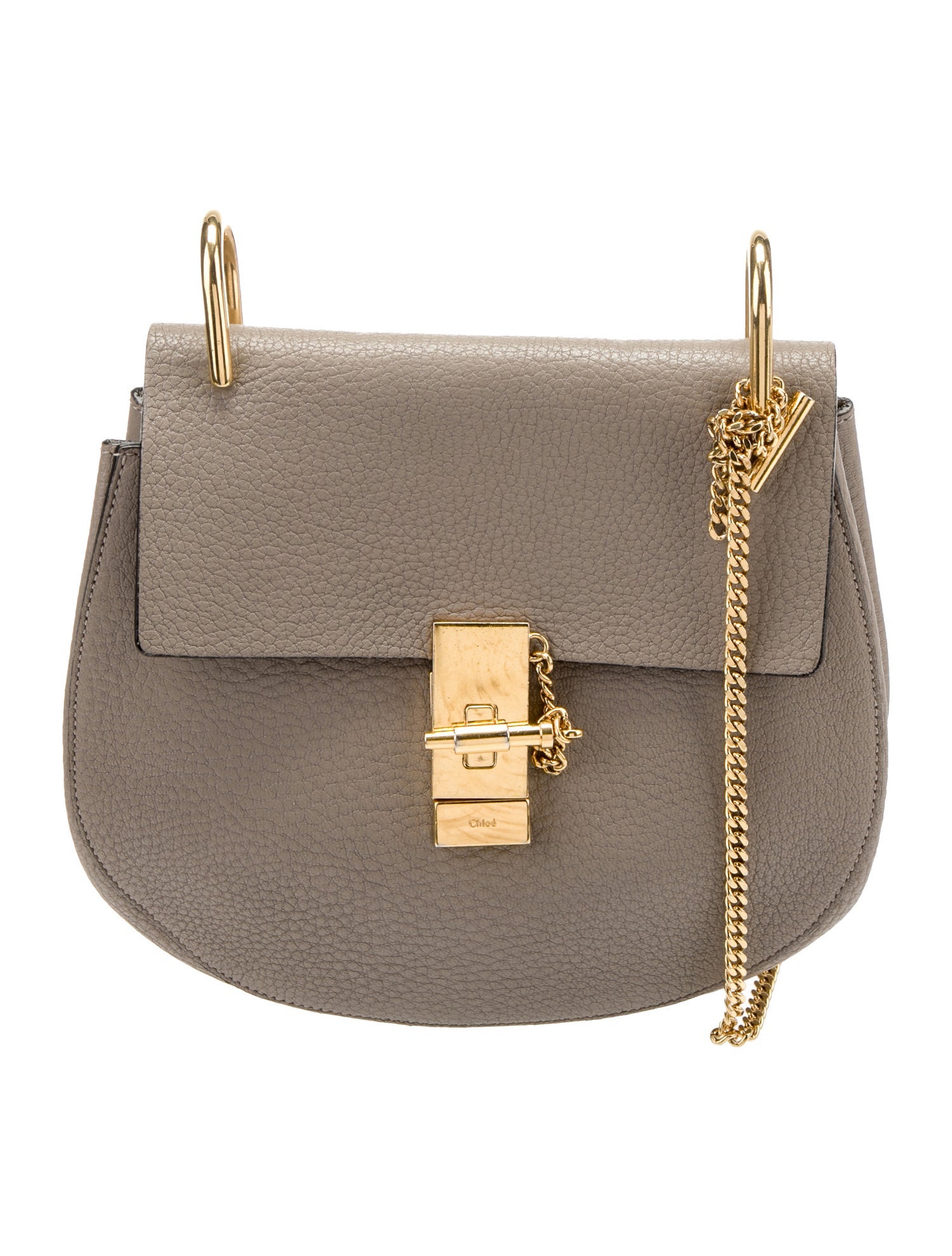 Chloé Drew Leather Crossbody Bag Grey Crossbody Bags, Handbags
