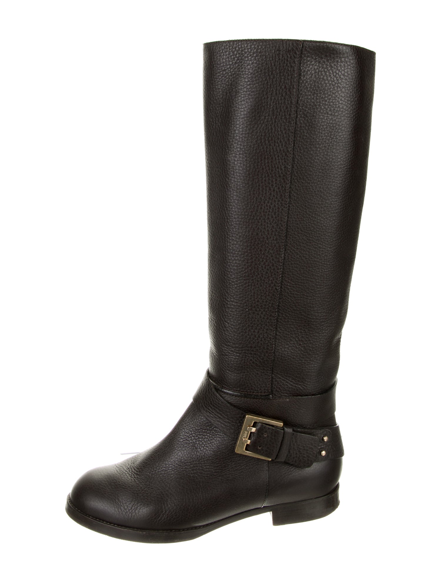 Tory Burch Leather Animal Print Riding Boots Brown Boots, Shoes