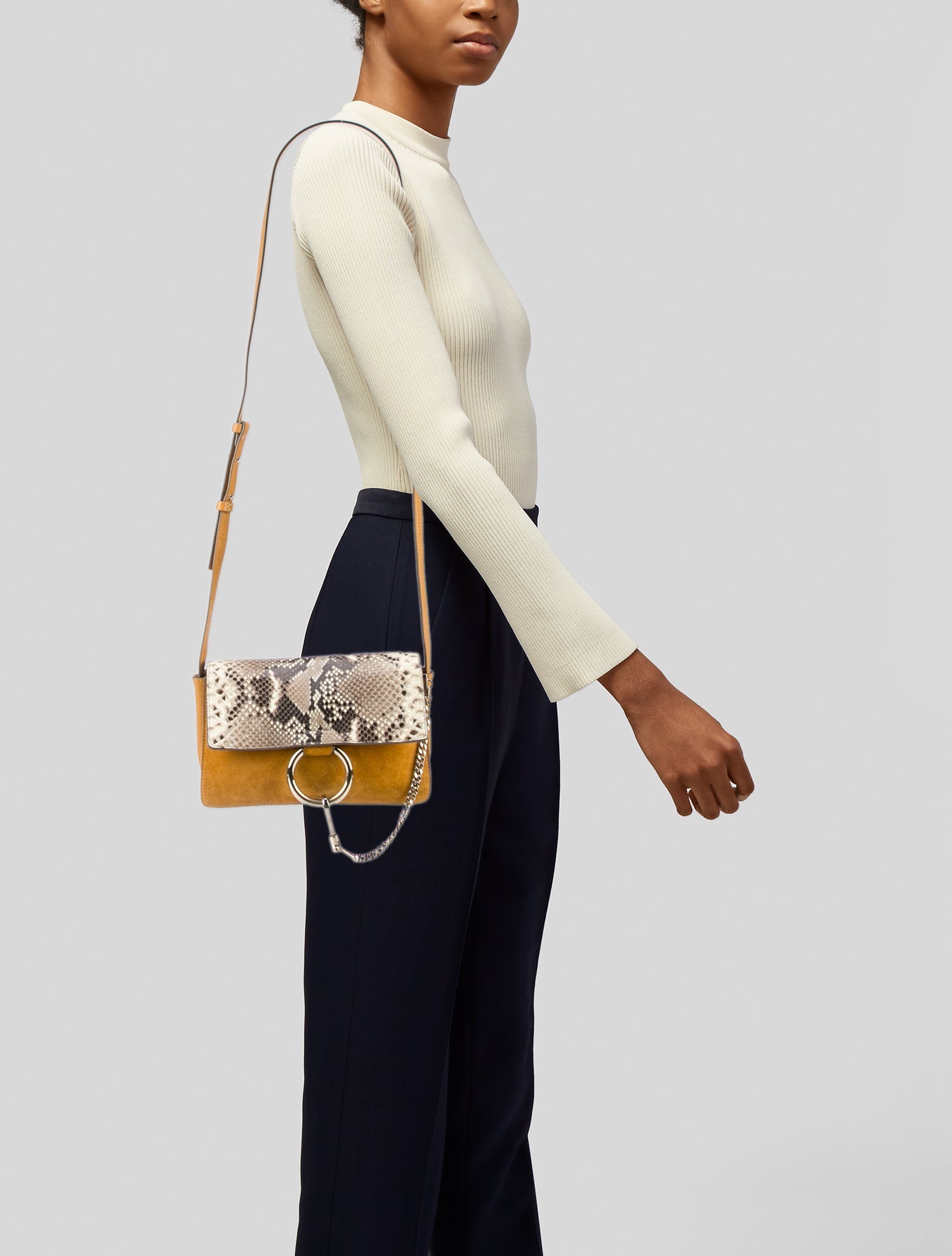 Chloé Python-Trimmed Small Faye Bag