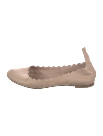 Chloé Leather Scalloped Accent Ballet Flats