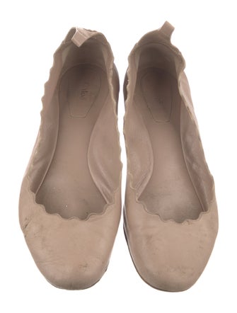 Chloé Leather Scalloped Accent Ballet Flats