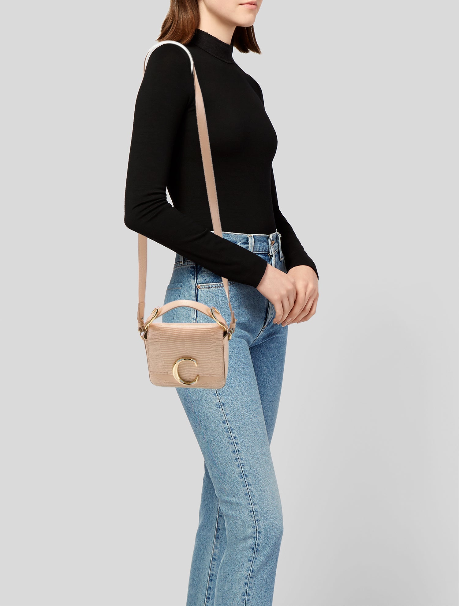 Chloé Embossed Mini C Double Carry Handle Bag