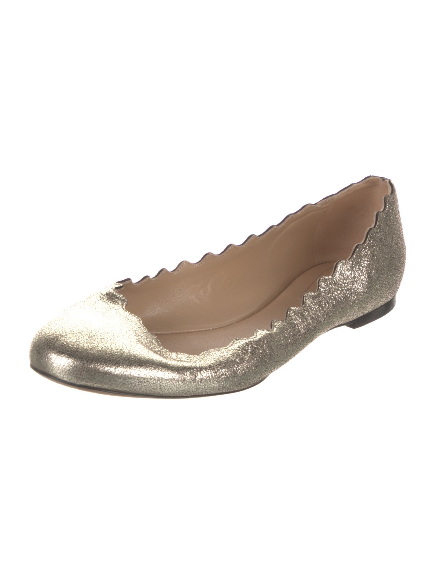 Salvatore Ferragamo Leather Round Toe Bow Ballet Flats Silver Black main image 1