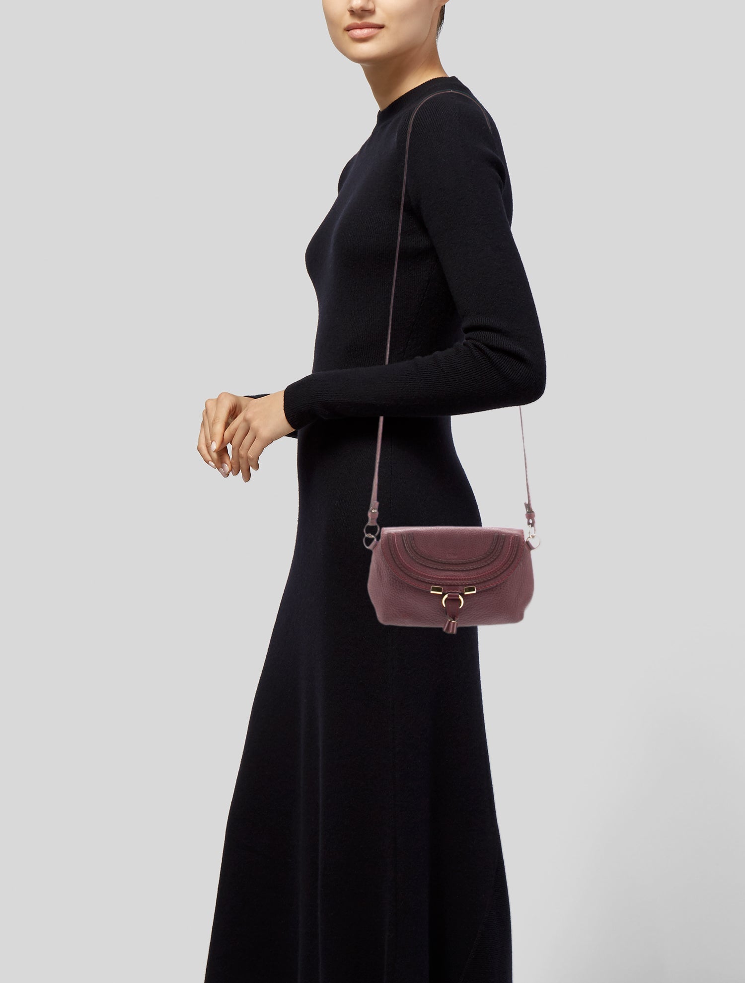 Chloé Leather Marcie Crossbody Pochette - Purple Crossbody Bags 