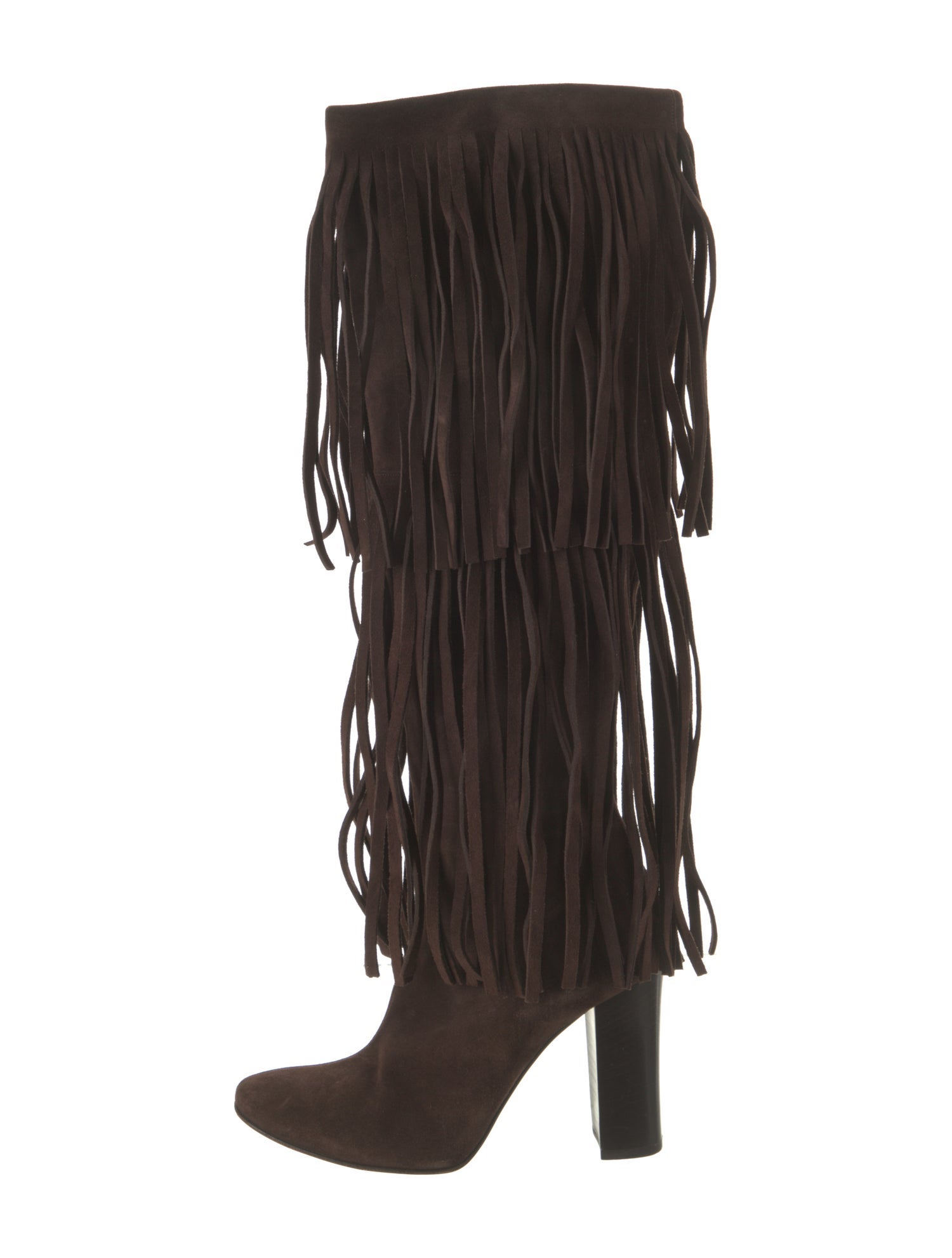 Chloé Suede Fringe Trim Accent Boots