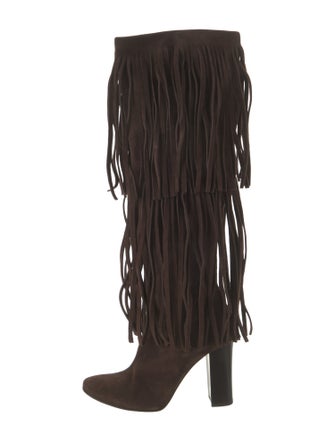 Chloé Suede Fringe Trim Accent Boots