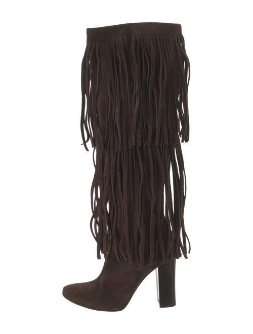 Chloé Suede Fringe Trim Accent Boots